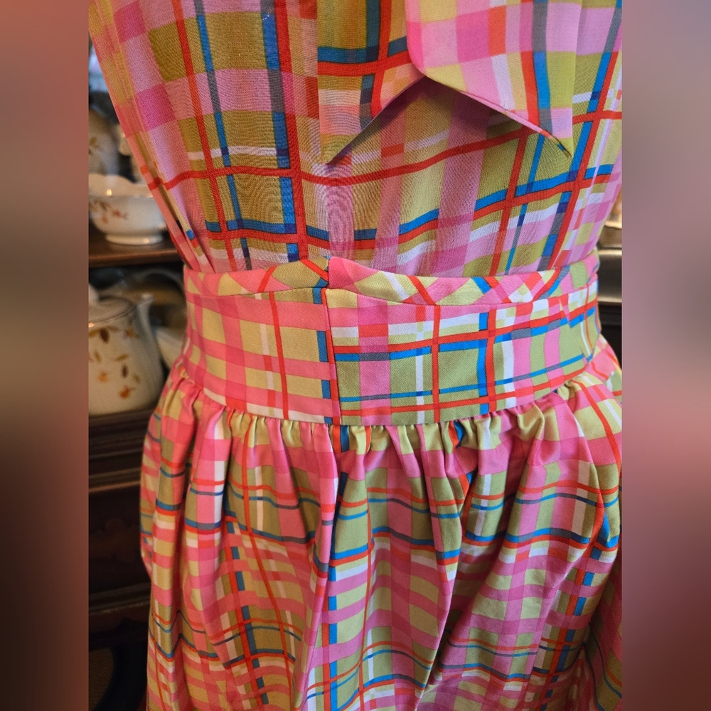 Pink & Green Plaid Blouse And Skirt - Picture 3 of 10
